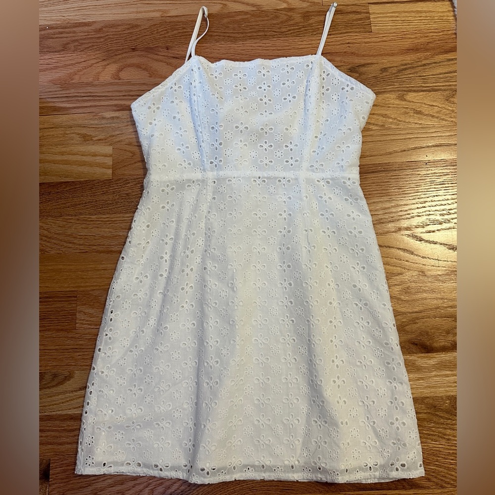 White eyelet mini dress